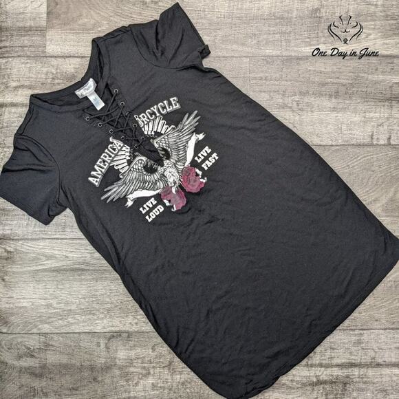 Just Be Lace Up Front Short Sleeve Night Shirt Size M - Picture 1 of 5